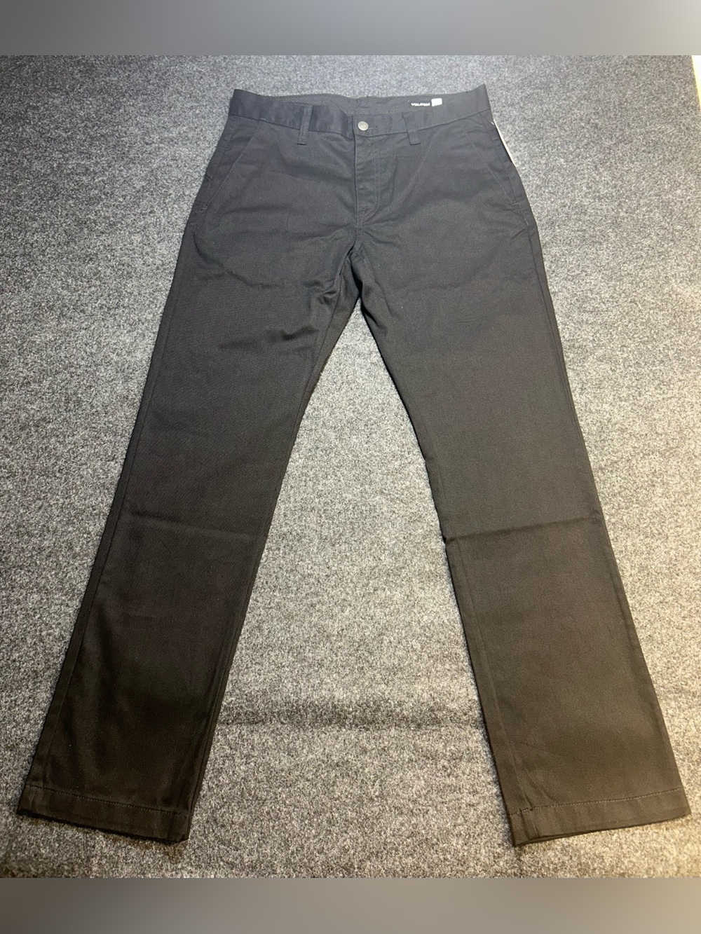 Volcom Mens Vmonty Pant Black Modern Fit Chino Straight Leg Size 32 Logo NWT